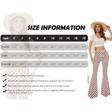 Odefou Plaid Bell Bottom Jeans for Women - High Waisted