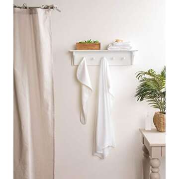 DII Spa Towel for Women, Adjustable Shower Wrap with Self-Fastening Closure, Small/Medium, 55.5x32.5, White