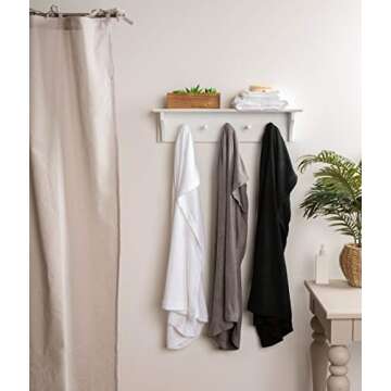 DII Spa Towel for Women, Adjustable Shower Wrap with Self-Fastening Closure, Small/Medium, 55.5x32.5, White