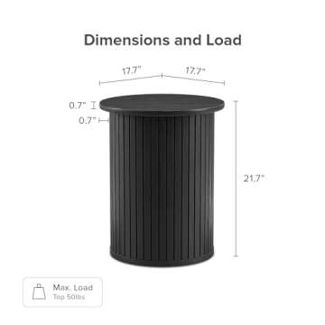 mopio Quin Pedestal Side Table, Tambour Round Fluted End Table, Small Accent Tables for Living Room,...