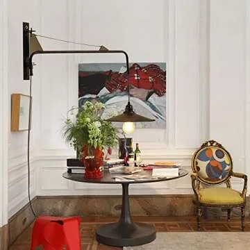 NIUYAO Vintage Industrial Wall Sconces Fixture with 23.6 inch Adjustable Swing Arm Unique Plug-in Wall Lighting with on Off Switch 448747