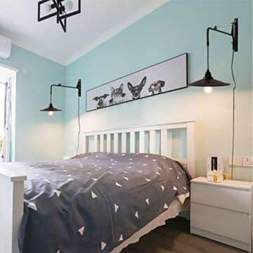 NIUYAO Vintage Industrial Wall Sconces Fixture with 23.6 inch Adjustable Swing Arm Unique Plug-in Wall Lighting with on Off Switch 448747