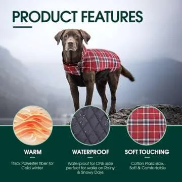 Kuoser Warm Dog Coat - Reversible Waterproof Winter Jacket