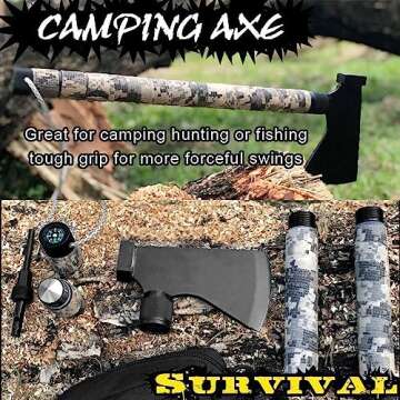 iunio Camping Axe, Hatchet with Sheath, Multi-Tool, Camp Ax, Survival Gear, Folding Portable Tools, ...