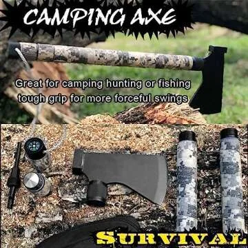 iunio Camping Axe, Hatchet with Sheath, Multi-Tool, Camp Ax, Survival Gear, Folding Portable Tools, ...