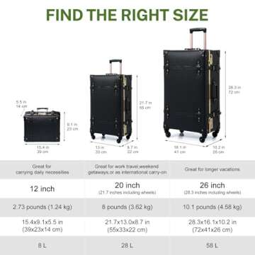 urecity Vintage Trunk Luggage Set - Stylish Travel Bags