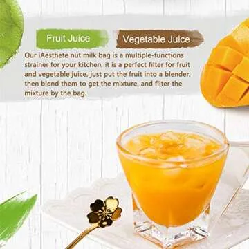 3 Pack - Ultra Fine Nut Milk Bag, 12X12 Inches, 80 Micron, Multiple Usage Reusable Food Strainer, Cold Brew Coffee Bag, Food Grade Nylon Mesh, BPA-Free, Cheesecloth Bag, Yogurt Strainer, Juice Filter