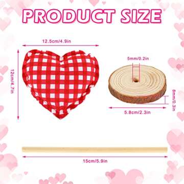 Whaline 5Pcs Valentine's Day Fabric Tall Standing Heart Block Set Heart Tabletop Centerpiece Sign Wo...