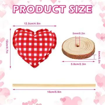 Whaline 5Pcs Valentine's Day Fabric Tall Standing Heart Block Set Heart Tabletop Centerpiece Sign Wo...