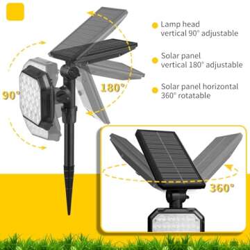 ROSHWEY Solar Lights Outdoor, 22 LED 700 Lumens Bright Solar Spot Lights Outdoor Waterproof Landscap...