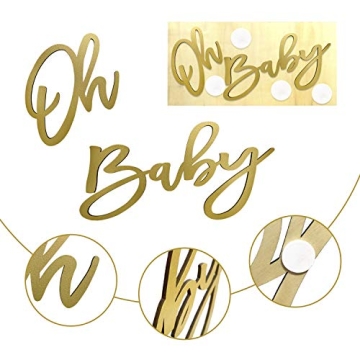 Wooden Baby Shower Sign with Gold Painted for Events