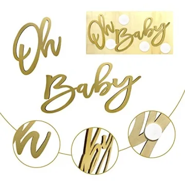 Wooden Baby Shower Sign with Gold Painted for Events