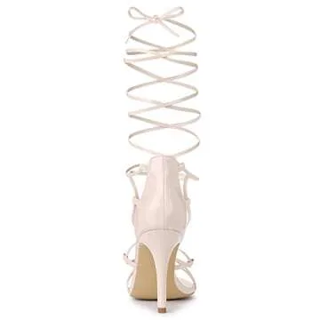 Allegra K Women's Strappy Straps Lace Up Stiletto Heel Sandals