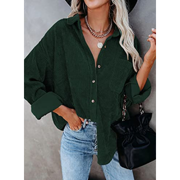Dokotoo Women's Corduroy Button-Up Shacket for All Seasons