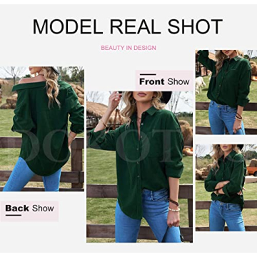 Dokotoo Women's Corduroy Button-Up Shacket for All Seasons