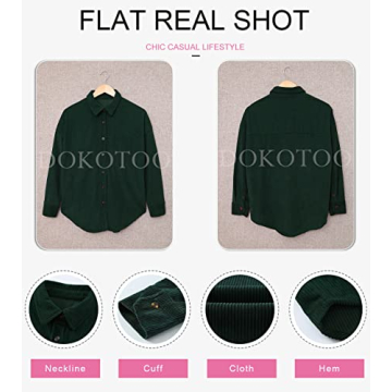 Dokotoo Women's Corduroy Button-Up Shacket for All Seasons