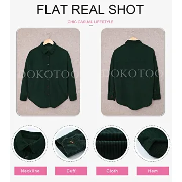 Dokotoo Women's Corduroy Button-Up Shacket for All Seasons