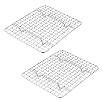 Small Baking Cooling Rack Set of 2, E-far Stainless Steel Toaster Oven Rack for Cooking Roasting Gri...