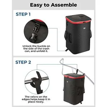 KEMIMOTO Boat Trash Can, Portable Reusable Boating Garbage Can with Lid Outdoor Collapsible Storage Bags Accessories for Boating Camping RV Pontoon Kayak