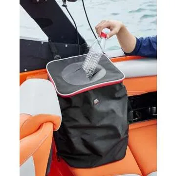 KEMIMOTO Boat Trash Can, Portable Reusable Boating Garbage Can with Lid Outdoor Collapsible Storage Bags Accessories for Boating Camping RV Pontoon Kayak
