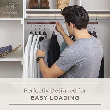 MORALVE Space Saving Hangers for Closet - 4 Pack European Beechwood Shirt Organizer with 360° Swivel Hook - Collapsible Clothes Hangers for Space Saving and Closet Organization