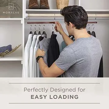 MORALVE Space Saving Hangers for Closet - 4 Pack European Beechwood Shirt Organizer with 360° Swivel Hook - Collapsible Clothes Hangers for Space Saving and Closet Organization