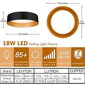 Bargeni 12.5 inch Dimmable Flush Mount Ceiling Light