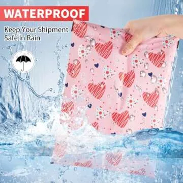 Oududianzi Poly Mailers 6X9, 100Pack Shipping Bags, Fashion Shipping Envelopes, Plastic Packaging Bags, Self-Seal Polymailers, Mailing Poly Bags for Business, Clothing (Simple Love)