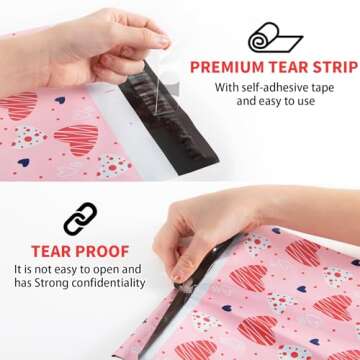 Oududianzi Poly Mailers 6X9, 100Pack Shipping Bags, Fashion Shipping Envelopes, Plastic Packaging Bags, Self-Seal Polymailers, Mailing Poly Bags for Business, Clothing (Simple Love)