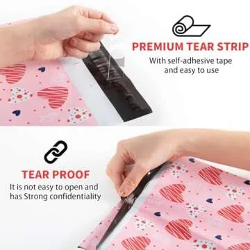 Oududianzi Poly Mailers 6X9, 100Pack Shipping Bags, Fashion Shipping Envelopes, Plastic Packaging Bags, Self-Seal Polymailers, Mailing Poly Bags for Business, Clothing (Simple Love)