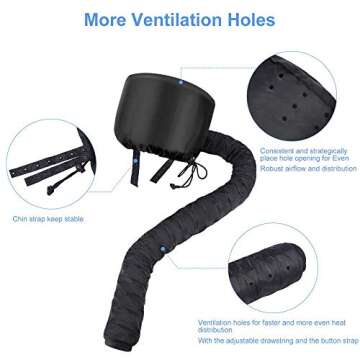 Winzwon Bonnet Hooded Dryer Attachment-Upgraded Hair Dryer Bonnet Portable Lightweight For Drying Curly Straight Hair Travel Haircare Salon With Adjustable Snap and Extended Hose