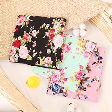 DRESHOW BQUBO Newborn Floral Receiving Blankets Newborn Baby Swaddling Hats Sleepsack Toddler Warm Shower Gift 3 Pack