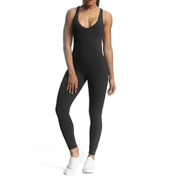 Aoxjox Women's Brooke Cross Back Jumpsuit Stylish Gym Wear