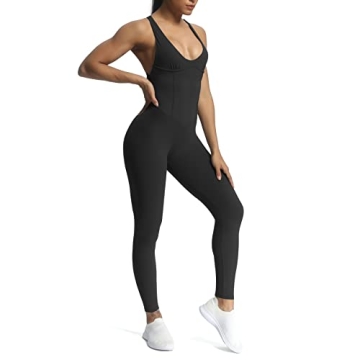 Aoxjox Women's Brooke Cross Back Jumpsuit Stylish Gym Wear