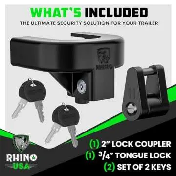 Rhino USA Trailer Hitch Lock Kit - Heavy Duty Anti-Theft Lock