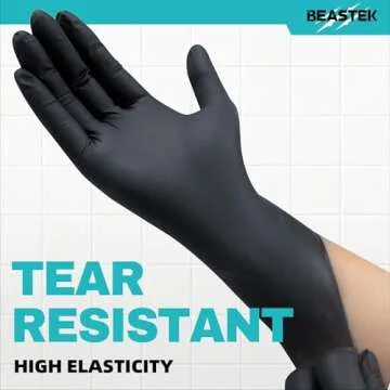 Beastek Black Nitrile Exam Gloves, 4.0 Mil, 100 Pcs Disposable Gloves Powder-Free Latex-Free for Med...