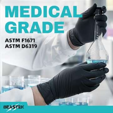 Beastek Black Nitrile Exam Gloves, 4.0 Mil, 100 Pcs Disposable Gloves Powder-Free Latex-Free for Medical, Cooking, Food-Safe (Medium)