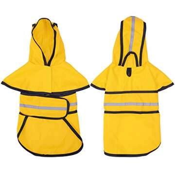 HDE Dog Raincoat Hooded Slicker Poncho for Small to X-Large Dogs and Puppies Yellow - M