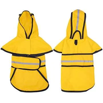 HDE Dog Raincoat Hooded Slicker Poncho for Small to X-Large Dogs and Puppies Yellow - M