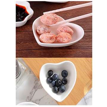 qqqqqq Ceramic Heart-shaped White Multipurpose Sauce Dish Seasoning Dishes Sushi Dipping Bowl Appetizer Plates Serving Dish Saucers Bowl(Set of 4)