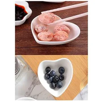qqqqqq Ceramic Heart-shaped White Multipurpose Sauce Dish Seasoning Dishes Sushi Dipping Bowl Appetizer Plates Serving Dish Saucers Bowl(Set of 4)