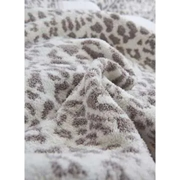 100% Polyester Microfiber Fluffy Yarn Leopard Knit Throw Blanket Super Soft Cozy Lightweight Thick Blanket for Sofa Couch Bed 51"X71" Grey