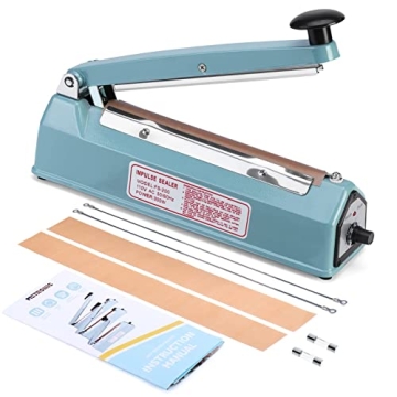 METRONIC 8 Inch Impulse Sealer - Adjustable Heat Sealing Machine for Bags
