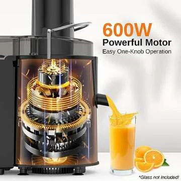 EASEHOLD Juicer Machine, Centrifugal Juicer Extractor with Wide Mouth Large 2.5”Feed Chute for Whole Fruit and Veg, 600W Motor, Juice Maker with 4 Speeds, BPA Free, Easy to Clean, Stainless Steel