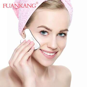 FUANKANG Gua Sha Facial Tools with Travel Pouch Stainless Steel Scraping Massage Tool for Face