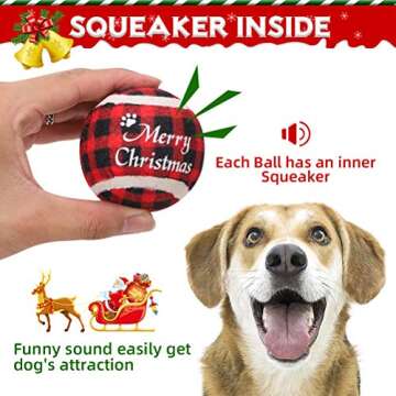 KOOLTAIL Christmas Squeaky Tennis Balls for Dogs 12Pack