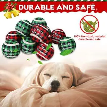 KOOLTAIL Christmas Squeaky Tennis Balls for Dogs 12Pack