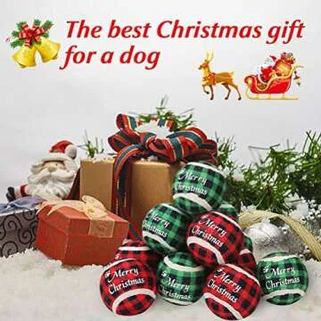 KOOLTAIL Christmas Squeaky Tennis Balls for Dogs 12Pack
