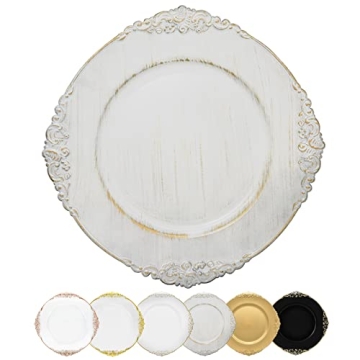 DaCakeWS Antique White Charger Plates Set of 12