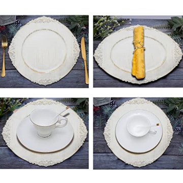 DaCakeWS Antique White Charger Plates Set of 12